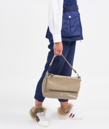 Bolso de piel para mujer Euria beige medio cuerpo