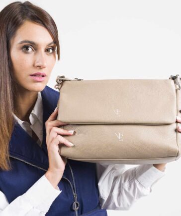 Bolso de piel para mujer Euria beige