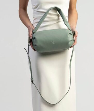 Bolso de piel Caramelo verde detalle frente